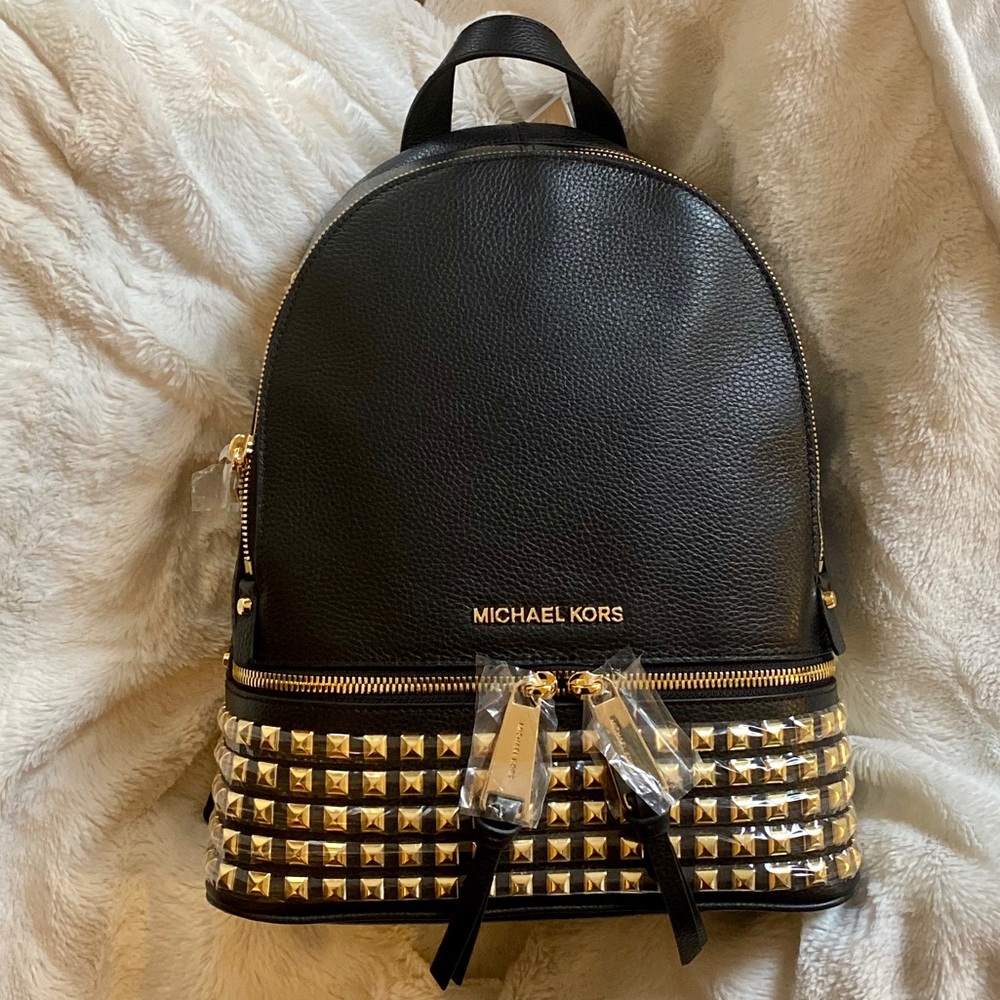 Michael Kors Studded Pebbled Leather Backpack